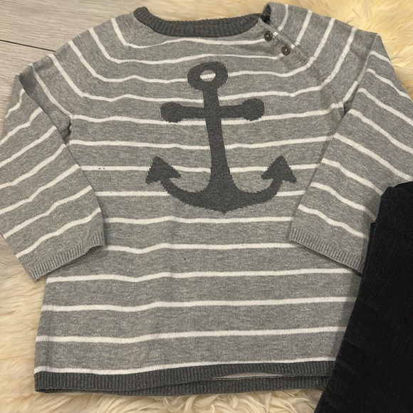 H&M Gray Nautical Theme Sweater & The Children’s Place Black Skinny Jeans 2-4T - Picture 2 of 11